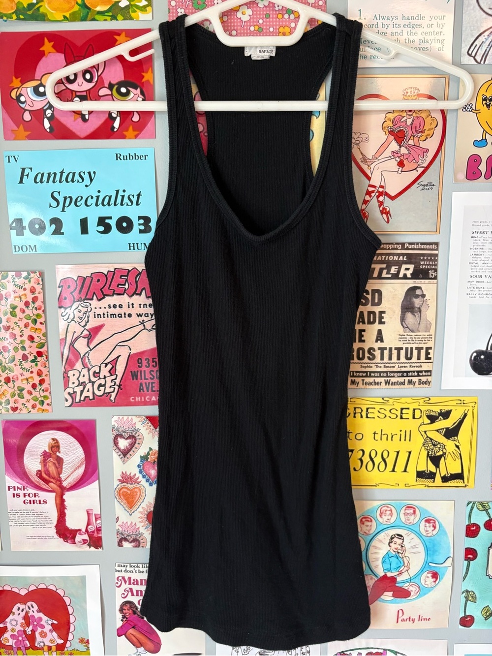Garage 2000’s Long Black Ribbed Tank Top